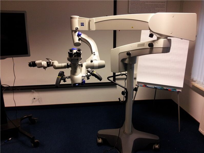 Operations on the eyes are carried out using a very precise microscope